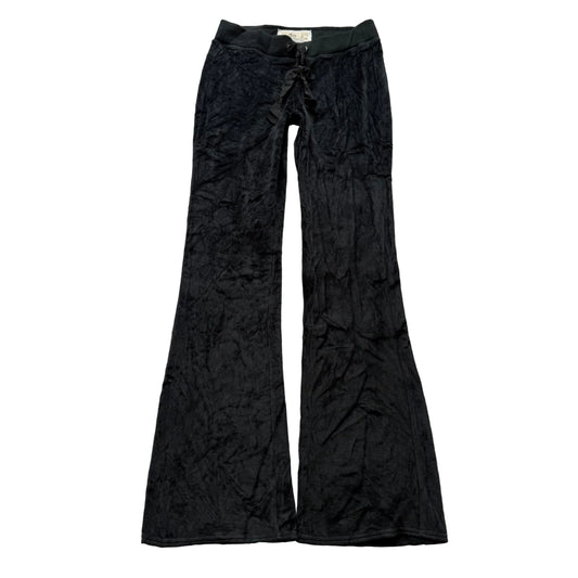 Hollister Women's Black Velour Flared Track Pant Back Pockets Y2K Preppy Size S