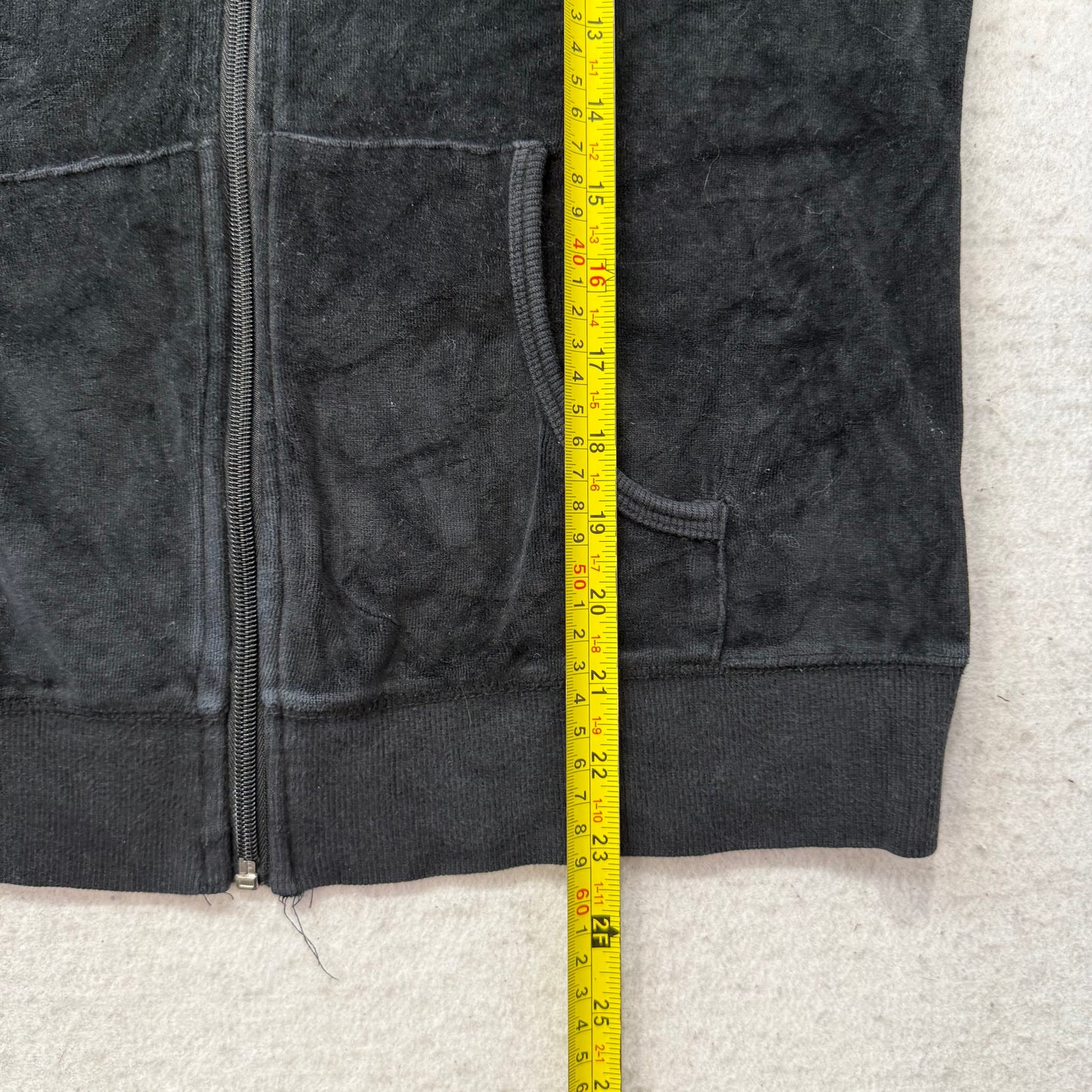 Juicy Couture Women's Black Velour Tracksuit Set Hoodie & Flared Pants Size XL