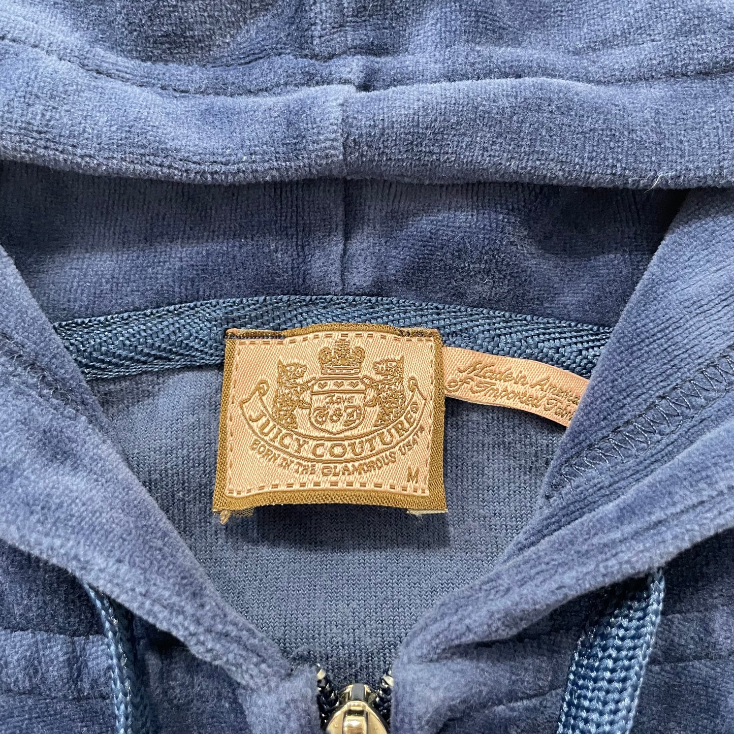 Juicy Couture Women's Regal Blue Velour Full Zip Hoodie Loungewear Preppy Size M