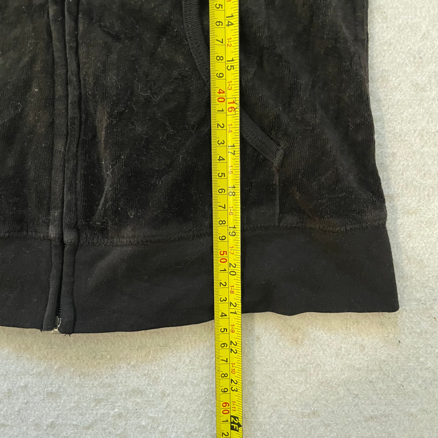 Juicy Couture Women's Charcoal Velour Zip-Up Hoodie Loungewear Pockets Size M