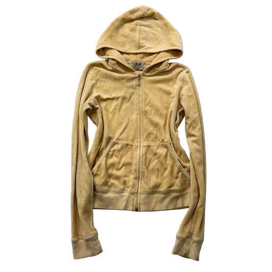 2003 Vintage Juicy Couture Women's Honey Mustard Velour Full Zip Hoodie Size M