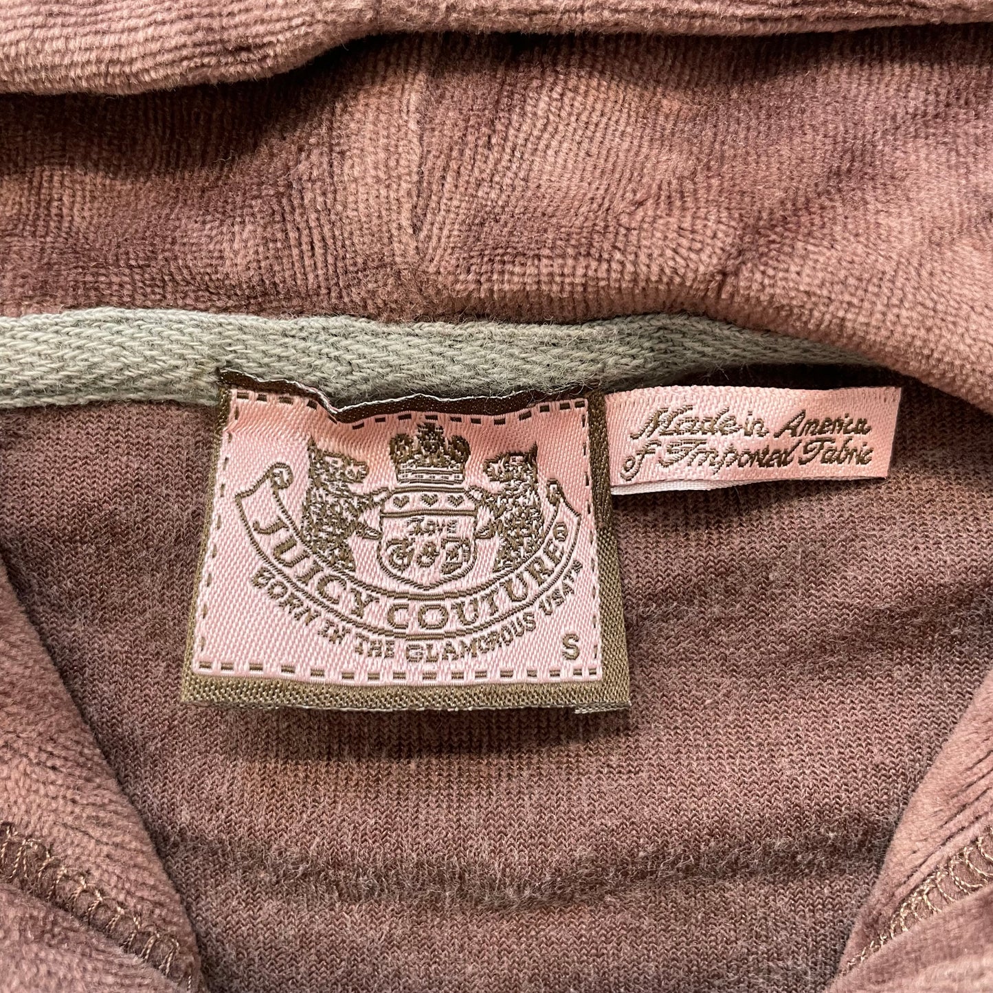 Vintage Juicy Couture Women's Brown Velour Zip-Up Hoodie Loungewear Y2k Size S
