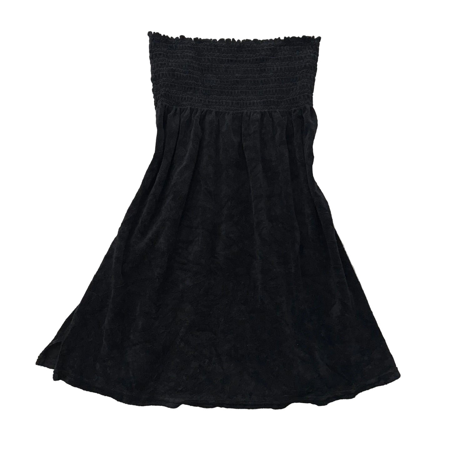 Vintage Juicy Couture Women Black Terrycloth Smocked Tube Dress Strapless Size L