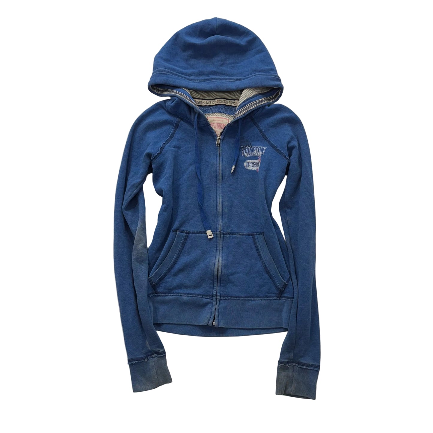 Vintage Victoria’s Secret PINK Blue Zip Hoodie Hampton Front 86 Back Size XS