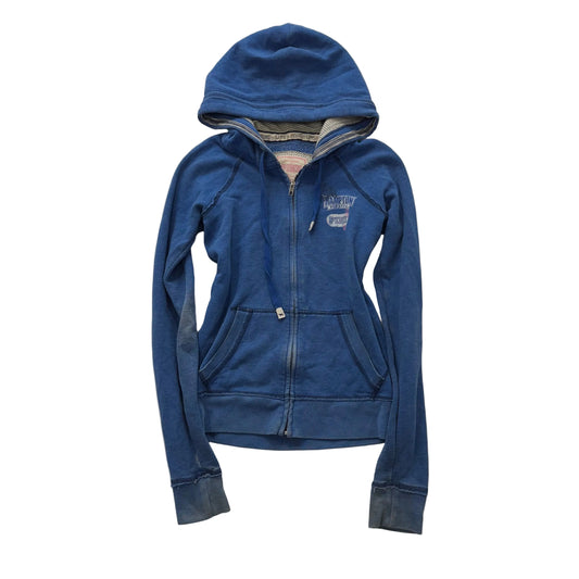 Vintage Victoria’s Secret PINK Blue Zip Hoodie Hampton Front 86 Back Size XS