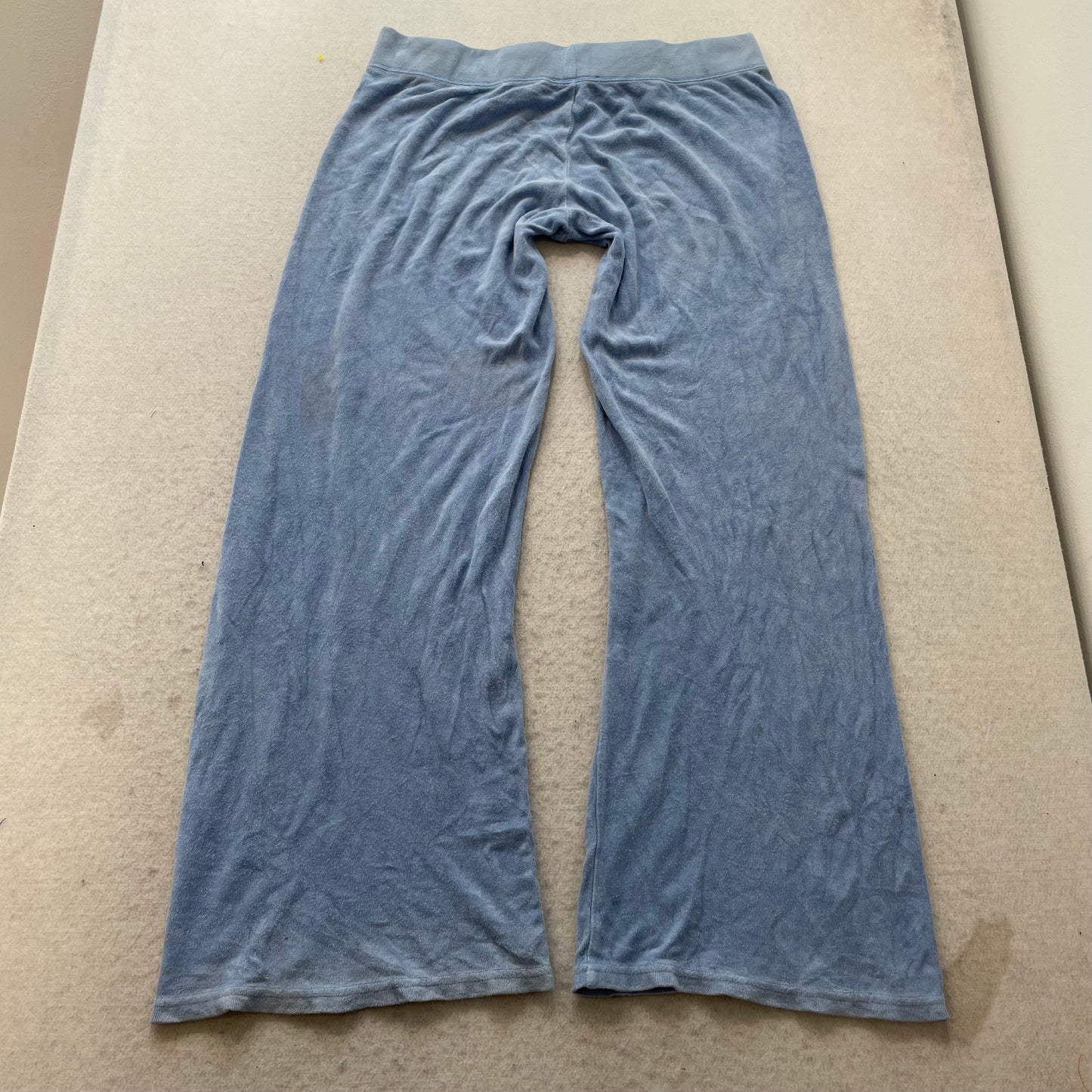 Juicy Couture Women's Light Blue Terry Cloth Flared Track Pant Drawstring Size L