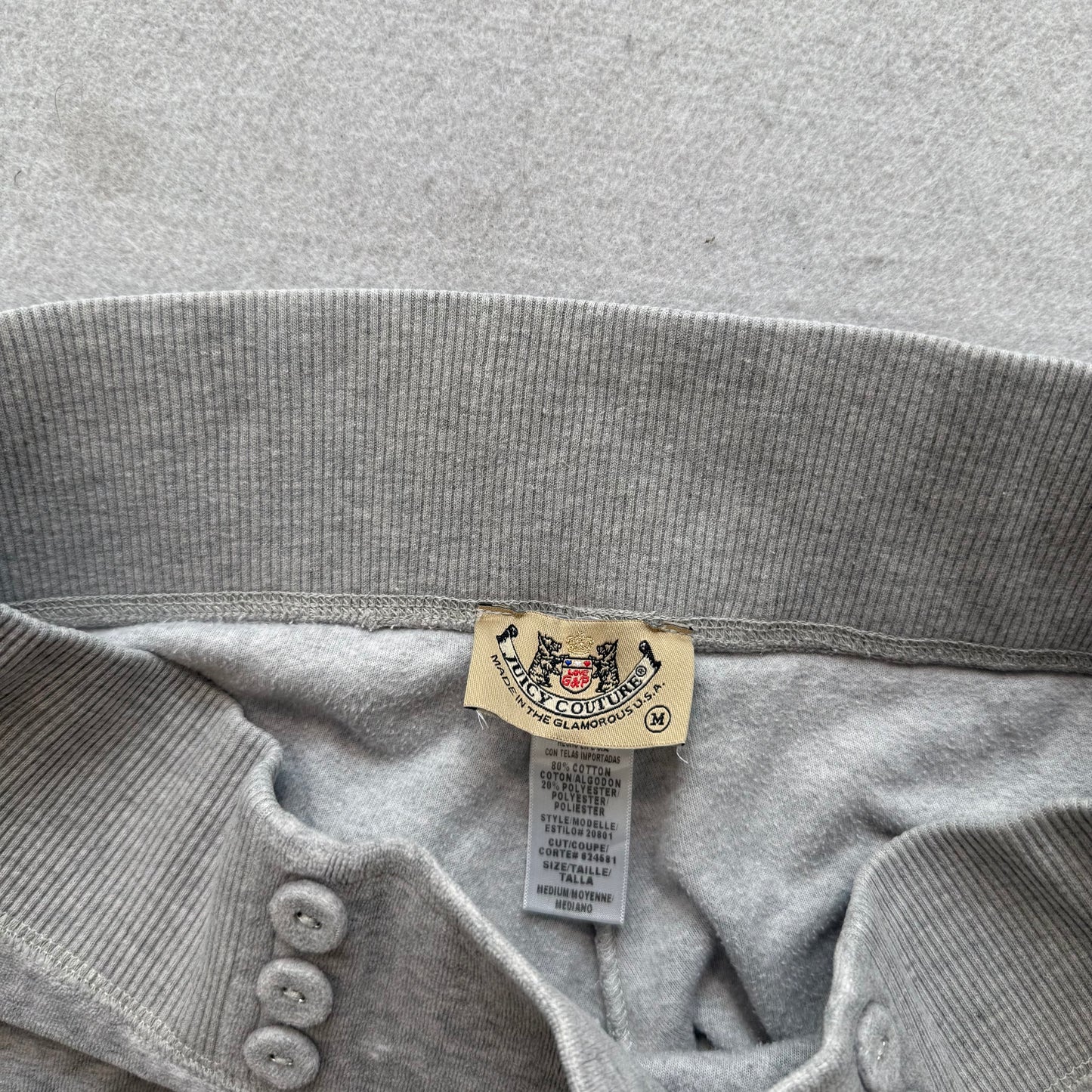 2003 Vintage Juicy Couture Women's Heather Gray Velour Flared Capri Pant Size M