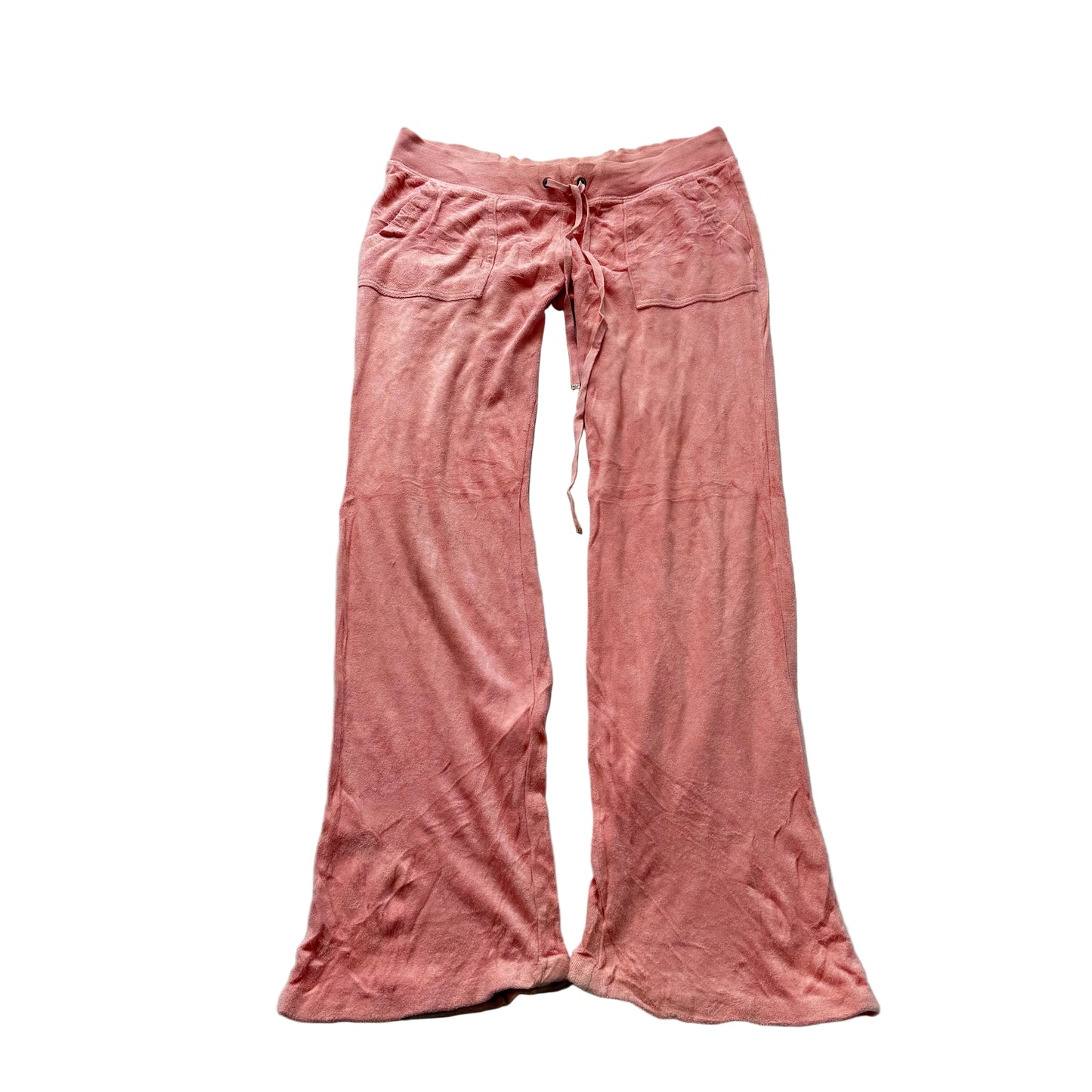 Juicy Couture Women Salmon Pink Velour Flared Track Pant Snap Flap Pocket Size S