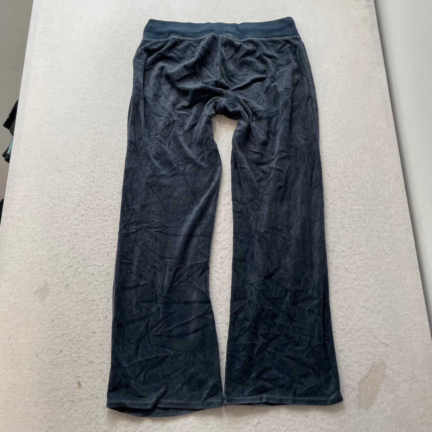 Juicy Couture Women's Navy Velour Flared Track Pant Drawstring Loungewear Size M
