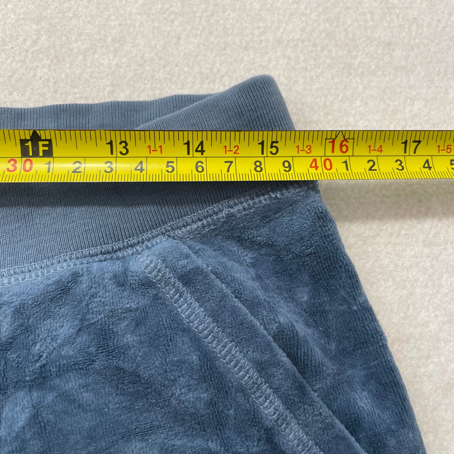 Vintage Juicy Couture Womens Slate Blue Velour Flared Track Pant Dog Logo Size S