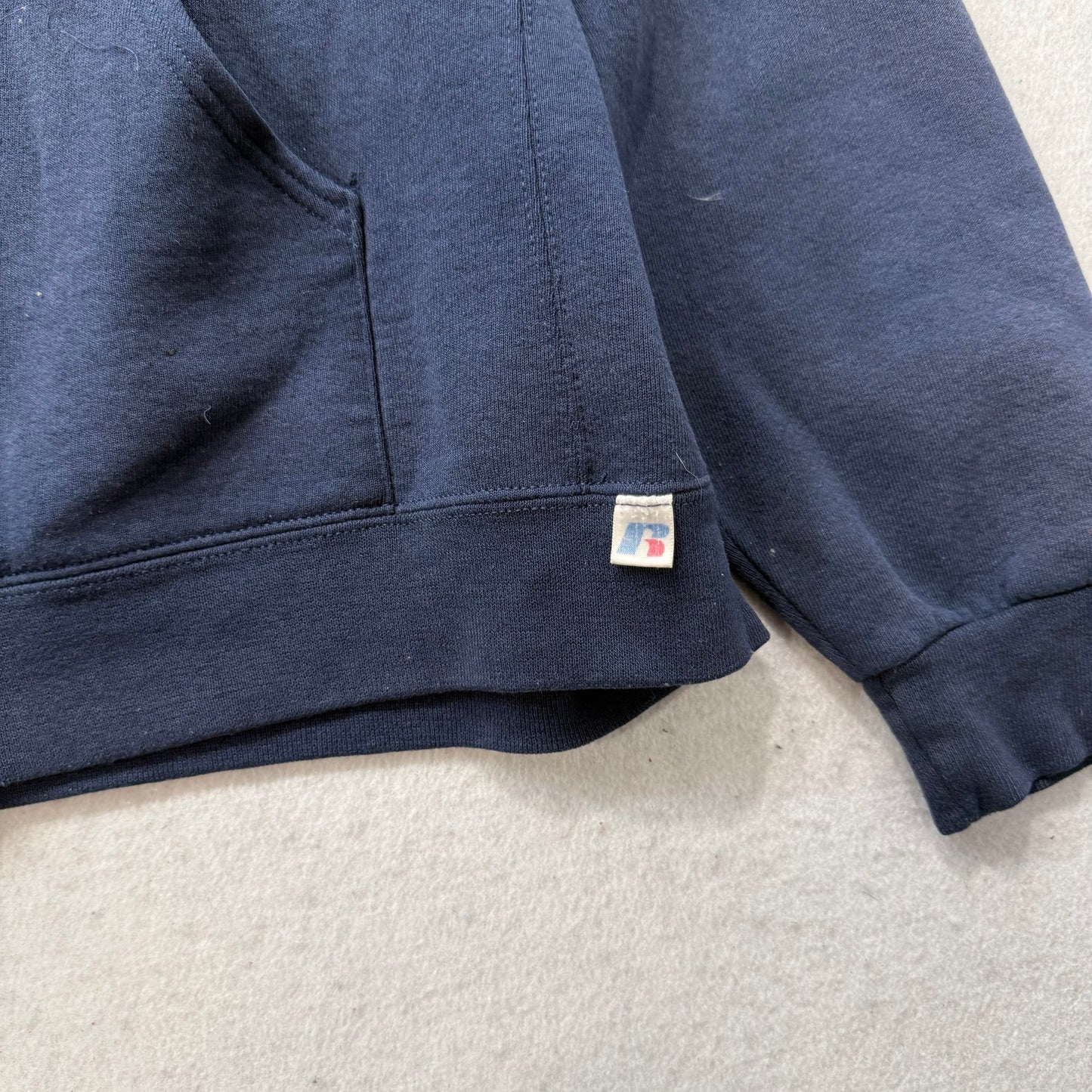Russell Athletic Men's Navy Blue Cotton Relaxed Fit Full Zip Hoodie Logo Size XL