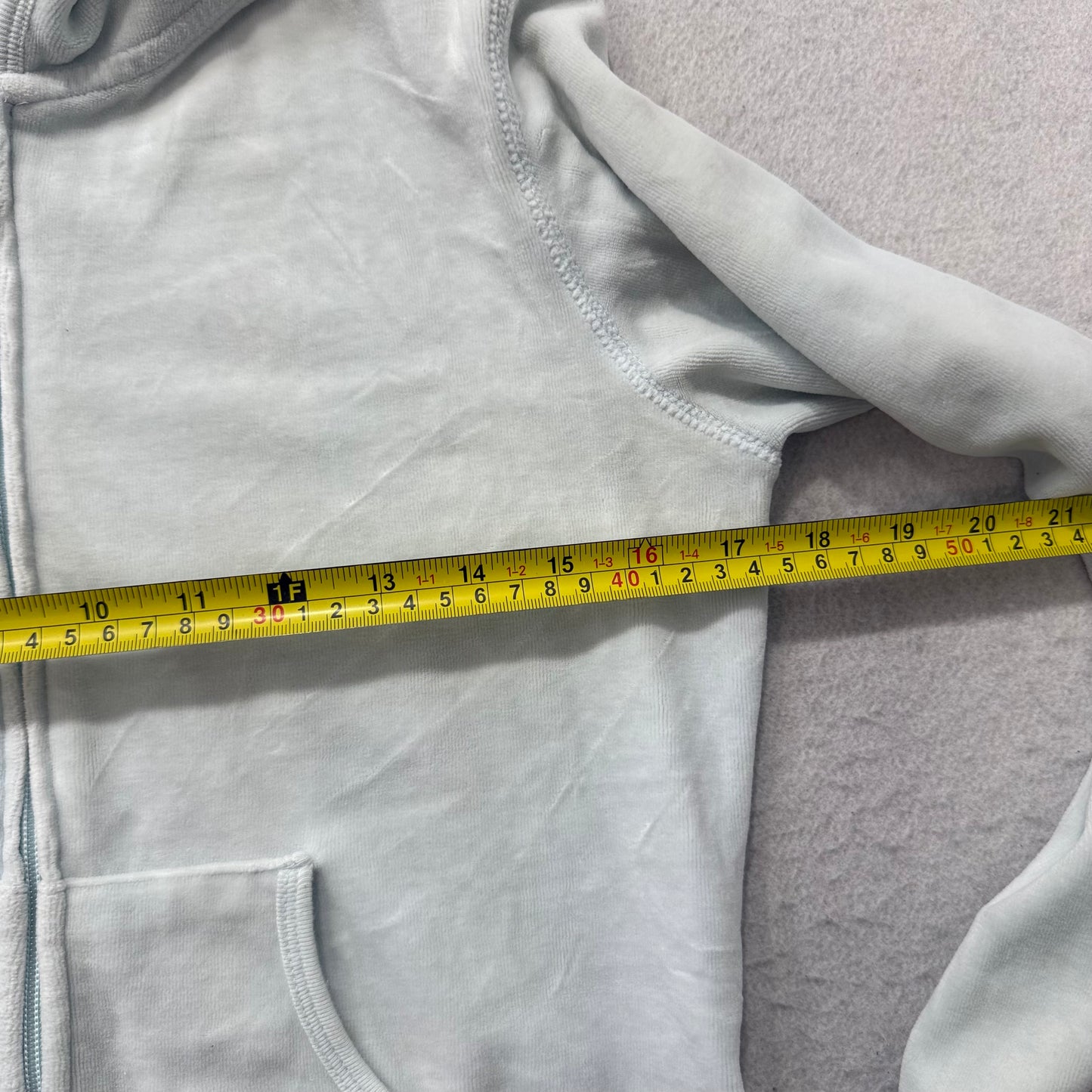 Vintage Juicy Couture Women's Light Mint Velour Zip-Up Hoodie Loungewear Size S