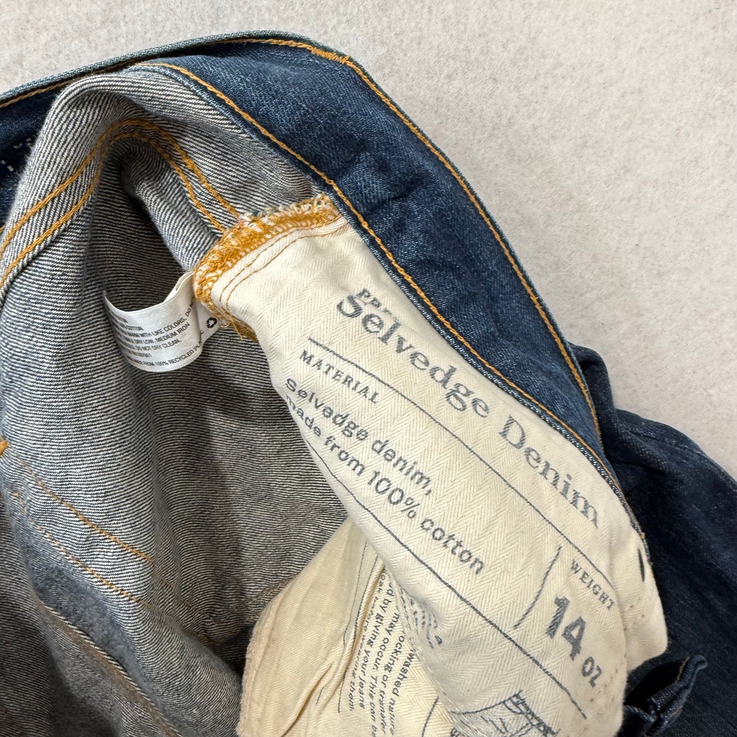 Goodfellow Selvedge Denim Dark Wash Straight Leg Jeans 14 oz Denim Pants Size 34x34