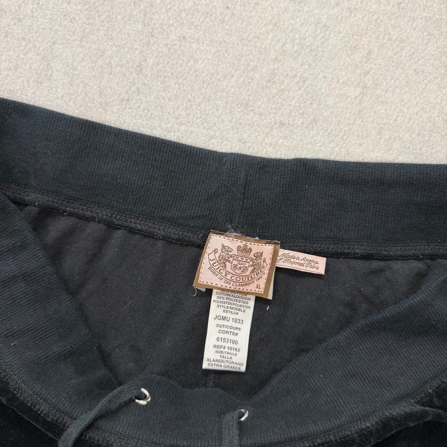 Juicy Couture Womens Black Velour Flared Track Pants Loungewear Low Rise Size XL