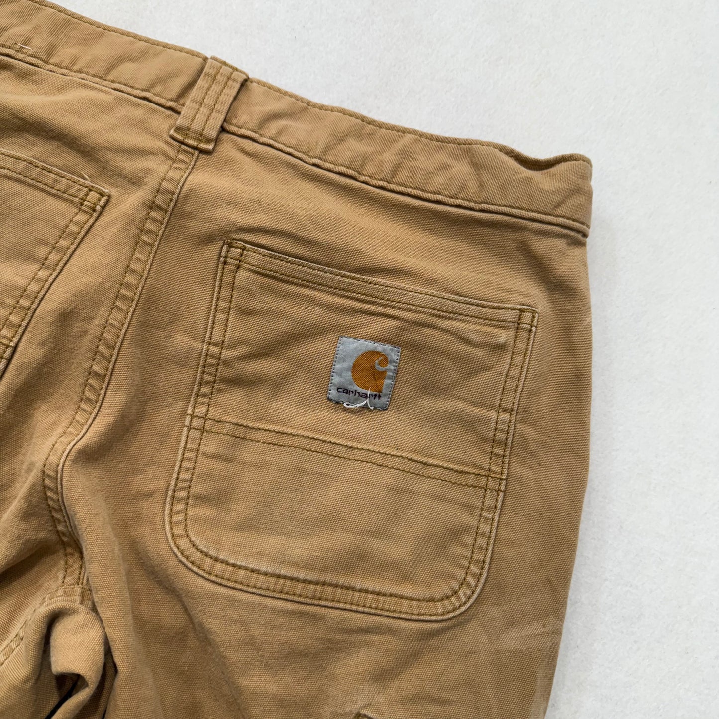 Carhartt Men's Tan Rigby Double-Front Dungaree Pants Relaxed Fit Size 30x32