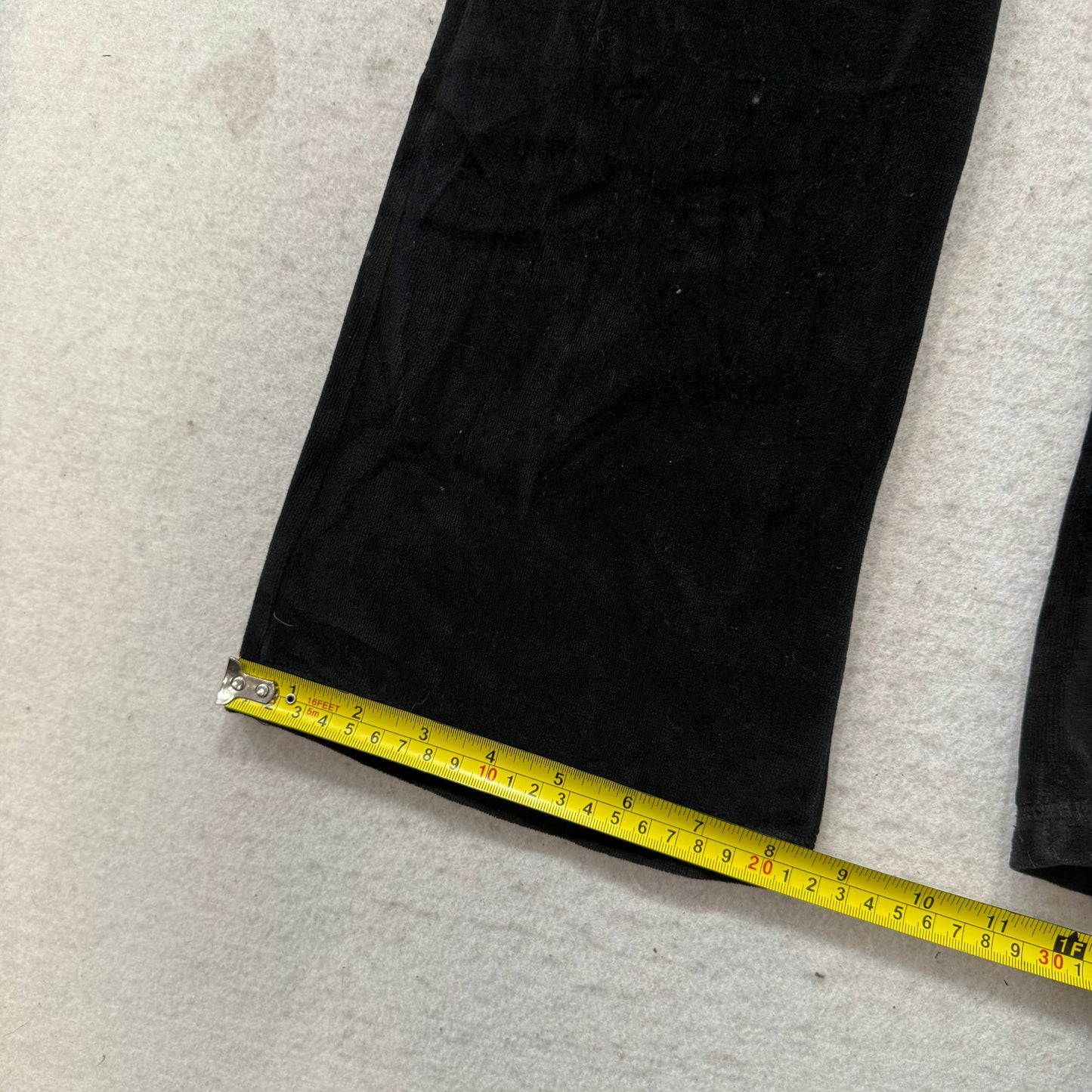 Vintage Juicy Couture Women's Black Velour Flared Track Pants Drawstring Size S