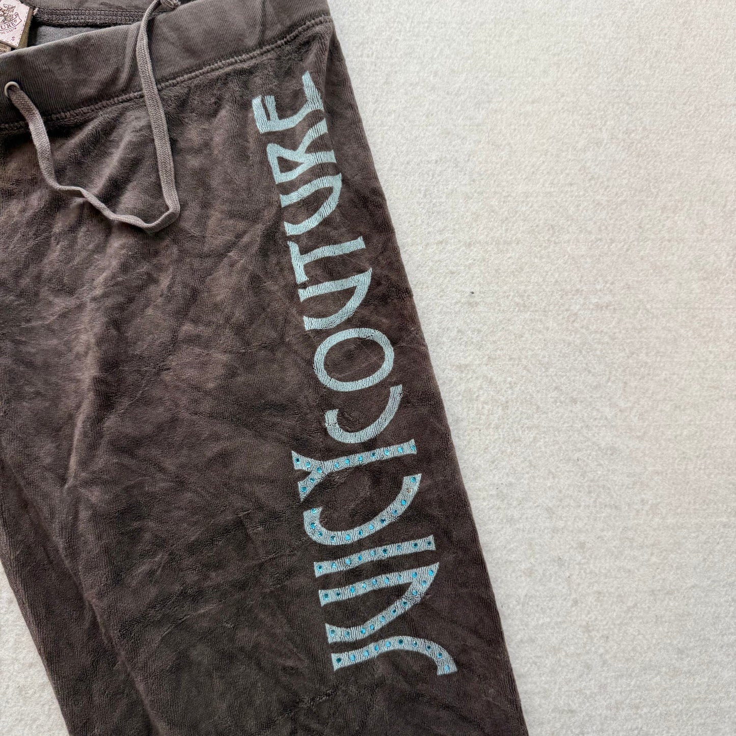 Vintage Juicy Couture Women's Deep Espresso Velour Flared Track Pant Logo Size S