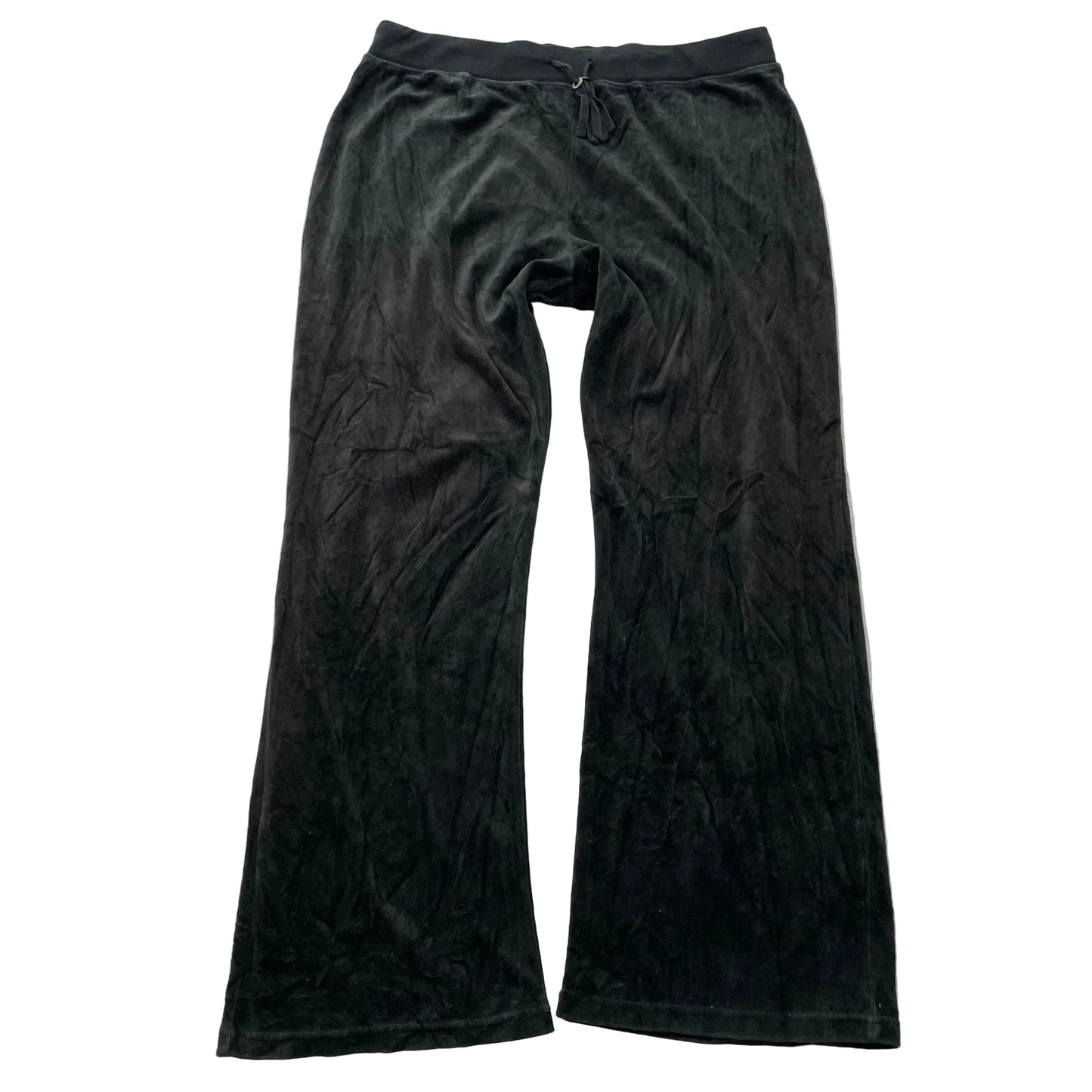 Juicy Couture Women's Black Velour Flared Leg Track Pants Drawstring Y2k Size XL