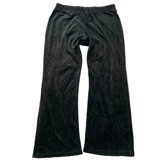 Juicy Couture Women's Black Velour Flared Leg Track Pants Drawstring Y2k Size XL