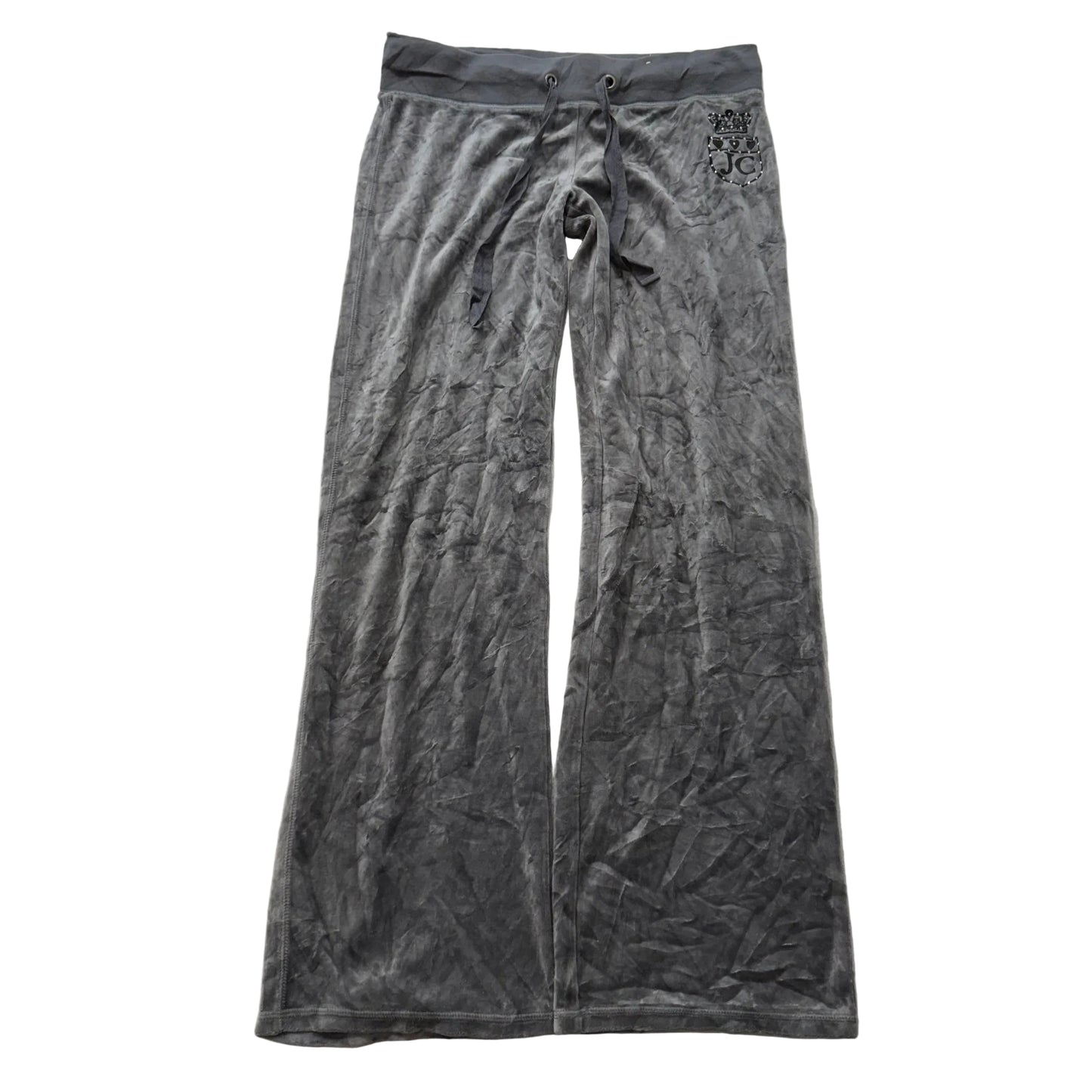 Juicy Couture Women's Smirking Gray Velour Flared Track Pant Low Rise Y2K Size M