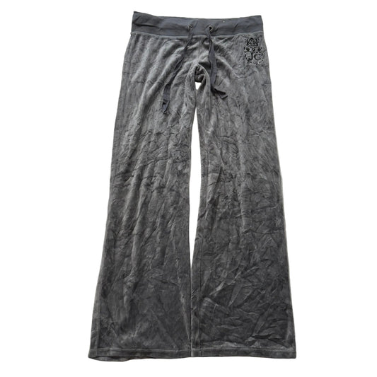 Juicy Couture Women's Smirking Gray Velour Flared Track Pant Low Rise Y2K Size M