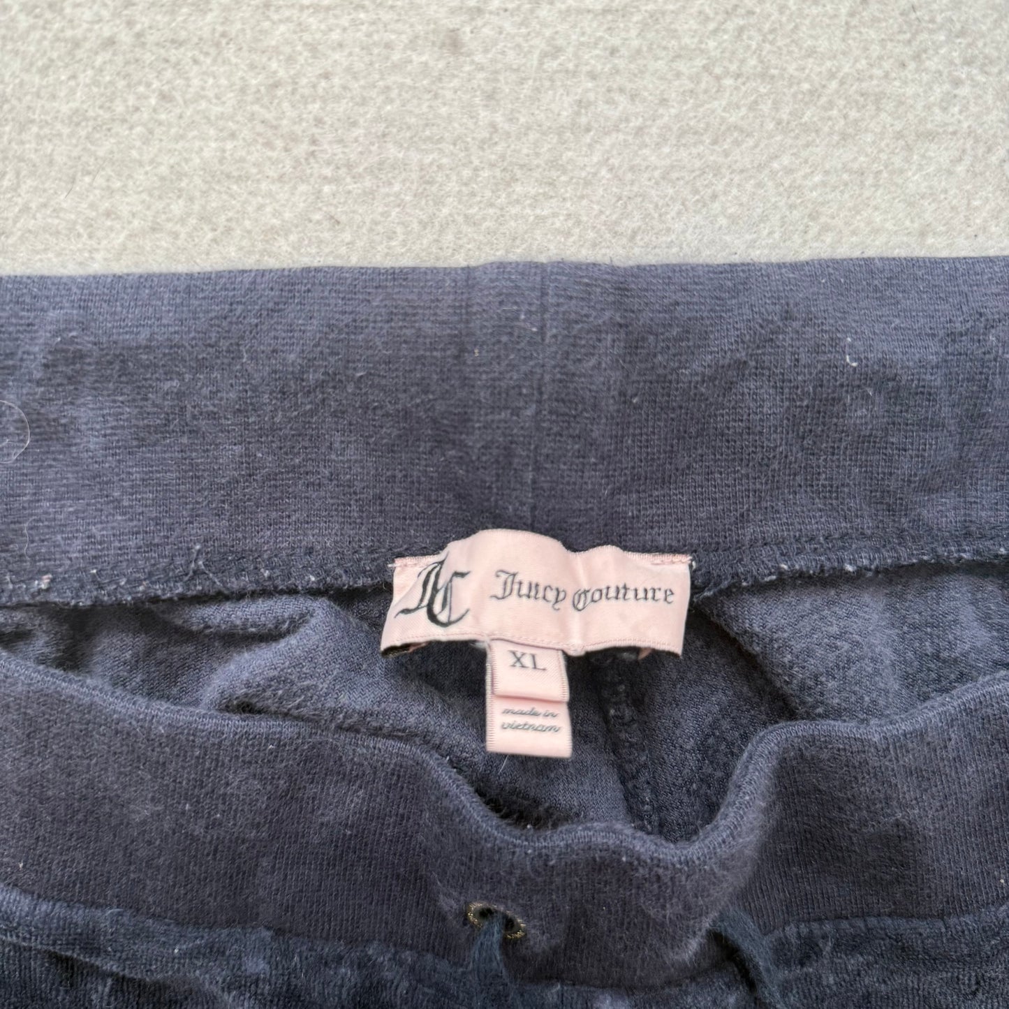 Juicy Couture Women's Navy Velour Wide Leg Track Pants Loungewear Casual Size XL