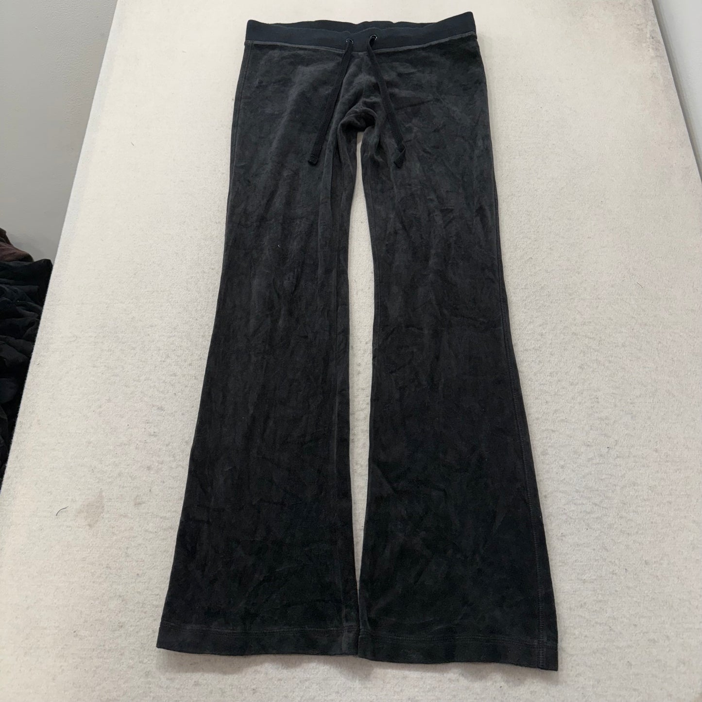Vintage Juicy Couture Women's Charcoal Velour Flared Track Pants Pockets Size S