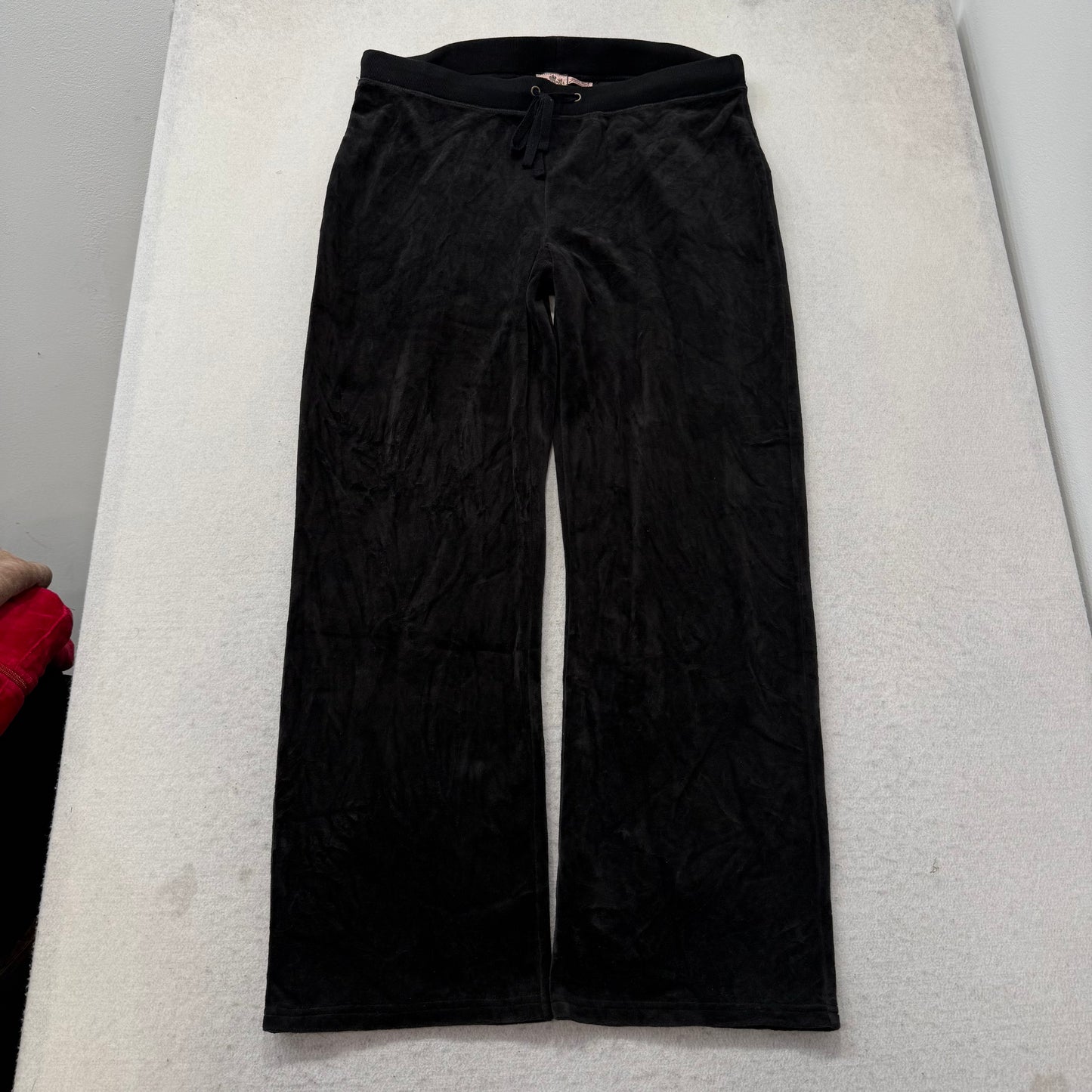 Vtg Juicy Couture Women's Black Velour Tracksuit Set Hoodie & Flared Pant Size L