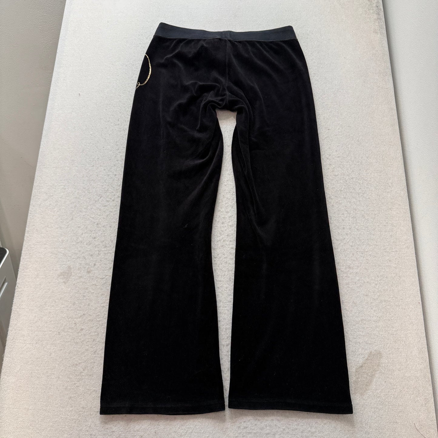 Juicy Couture Women's Black Velour Tracksuit Set Zip-Up Hoodie & Flared Pant - M
