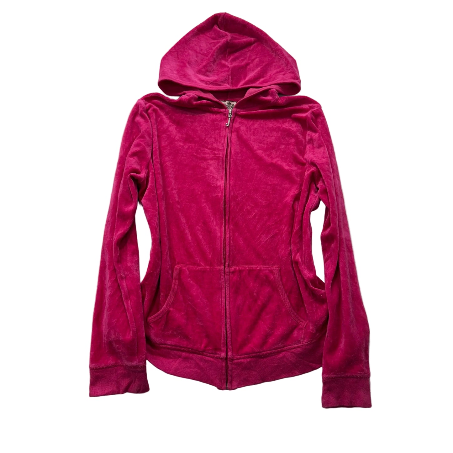 Juicy Couture Women's Hot Pink Velour Zip Up Hoodie Loungewear Preppy Y2k Size M