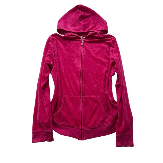 Juicy Couture Women's Hot Pink Velour Zip Up Hoodie Loungewear Preppy Y2k Size M