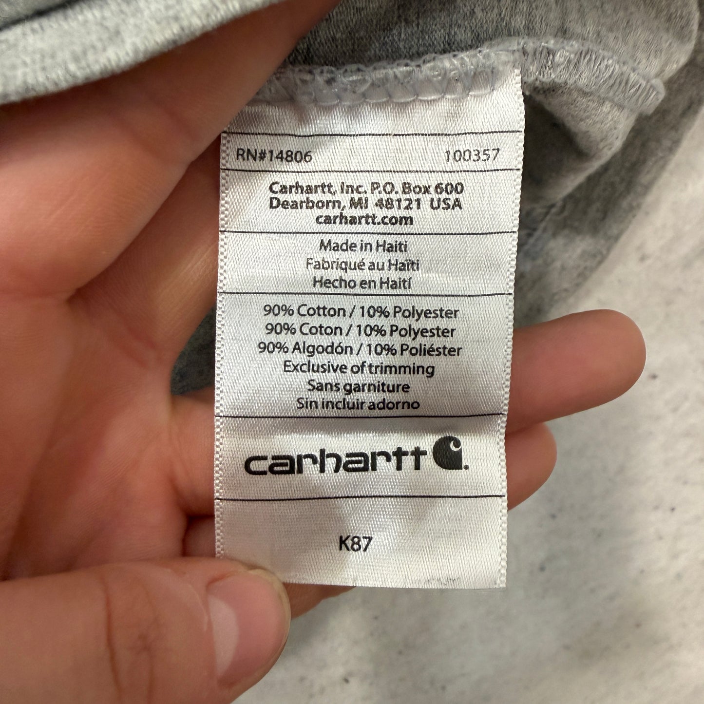 Carhartt Original Fit Men's Grey Cotton Blend T-Shirt Short Sleeve Pocket Size M