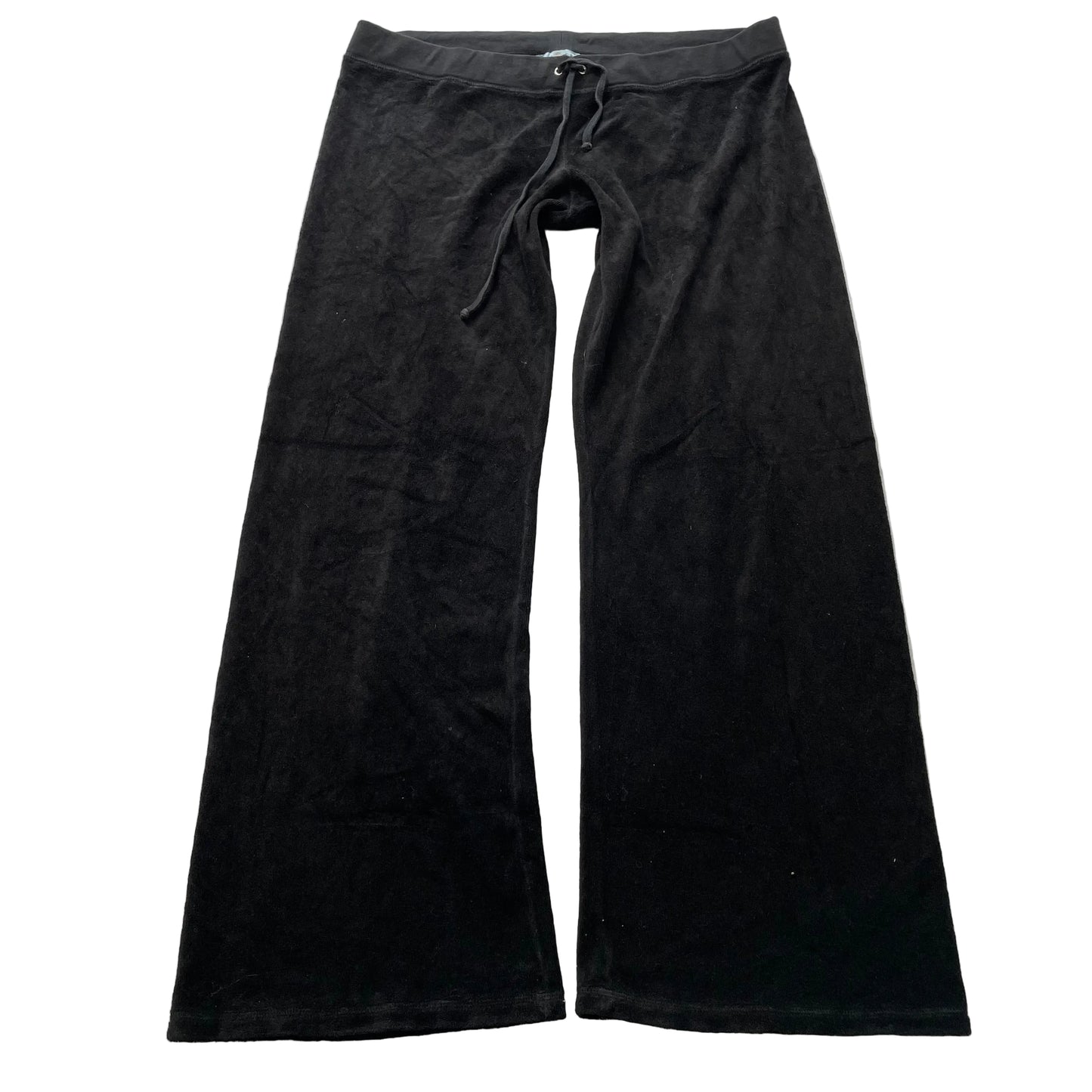 Juicy Couture Women's Jet Black Velour Flared Leg Track Pants Drawstring Size XL