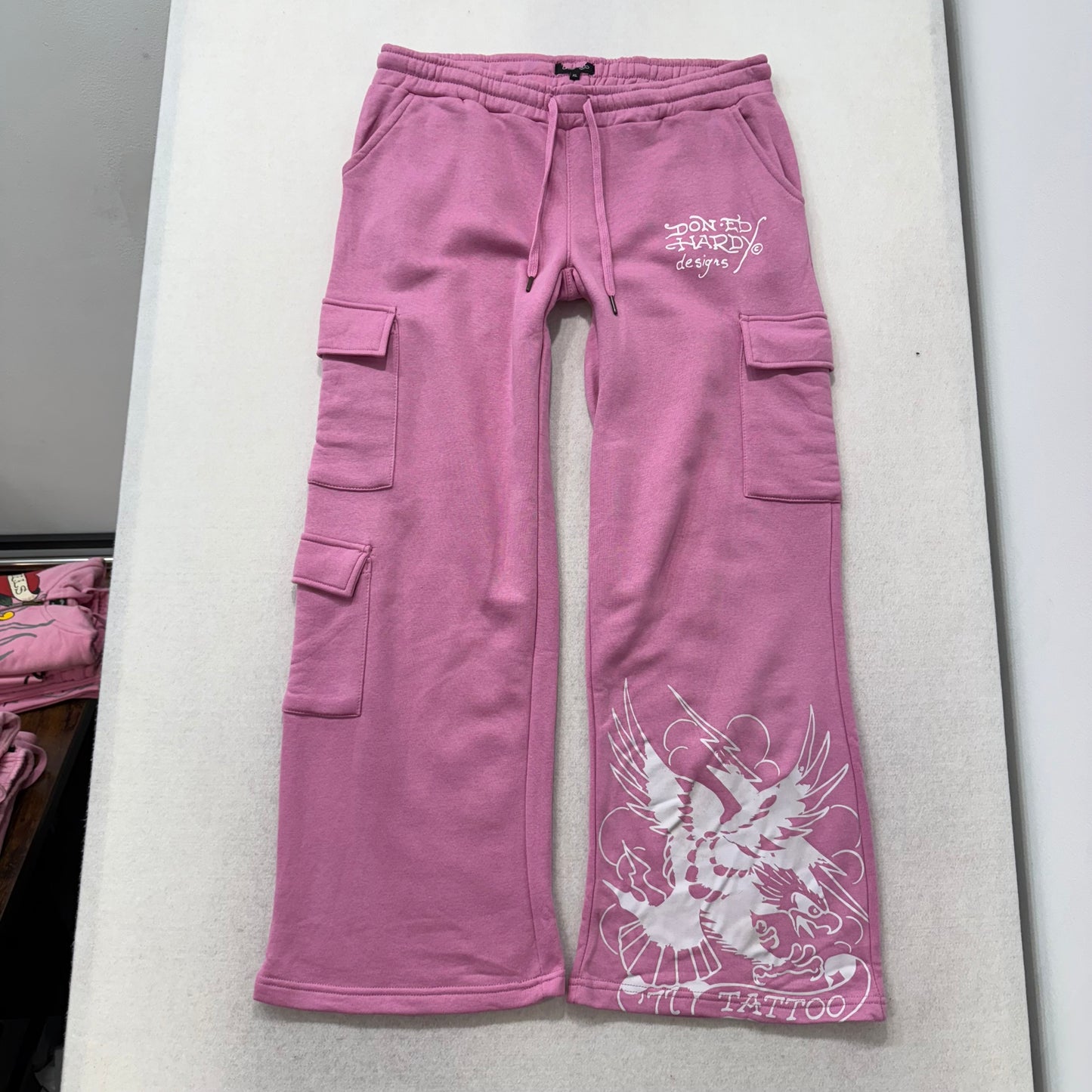 ED HARDY “Flower Skull” PINK MATCHING CARGO PANT SET