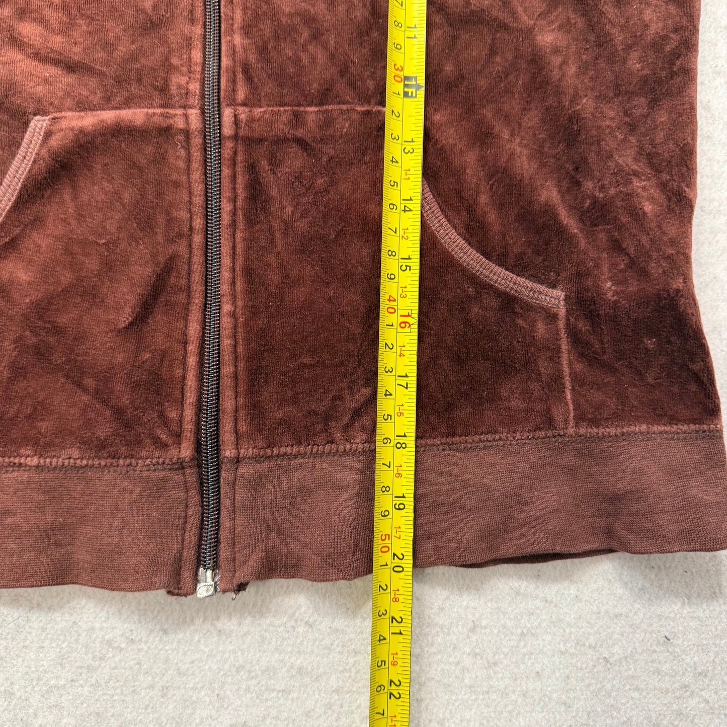 RARE Vintage Juicy Couture Scottie Dogs Womens Brown Velour Zip-Up Hoodie Size S