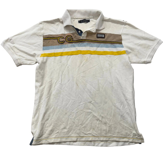 Coogi Mens White Cotton Polo Shirt Short Sleeves Streetwear Hip Hop Logo Size XL
