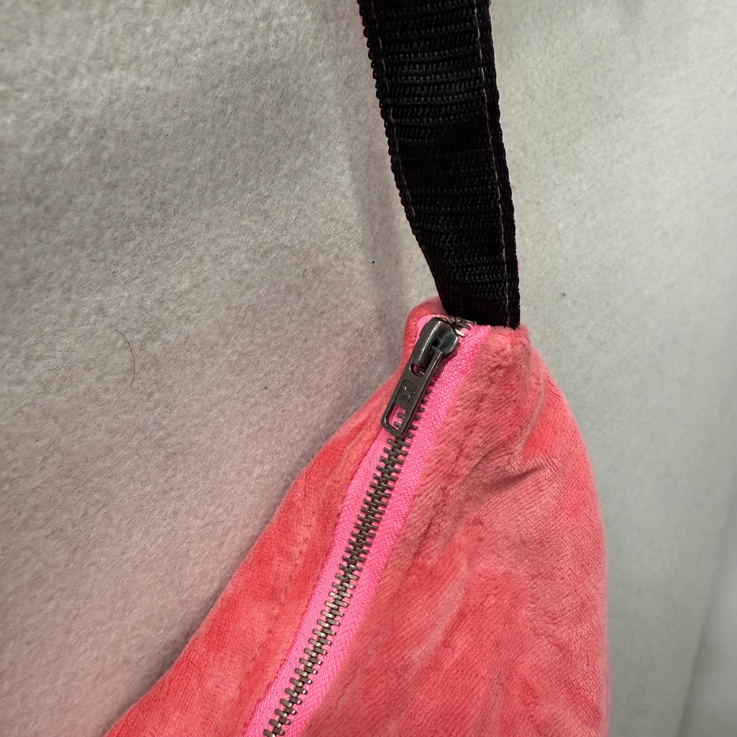 PINK Victoria's Secret Pink Black Velour Crown J Logo Patch Shoulder Bag Size S
