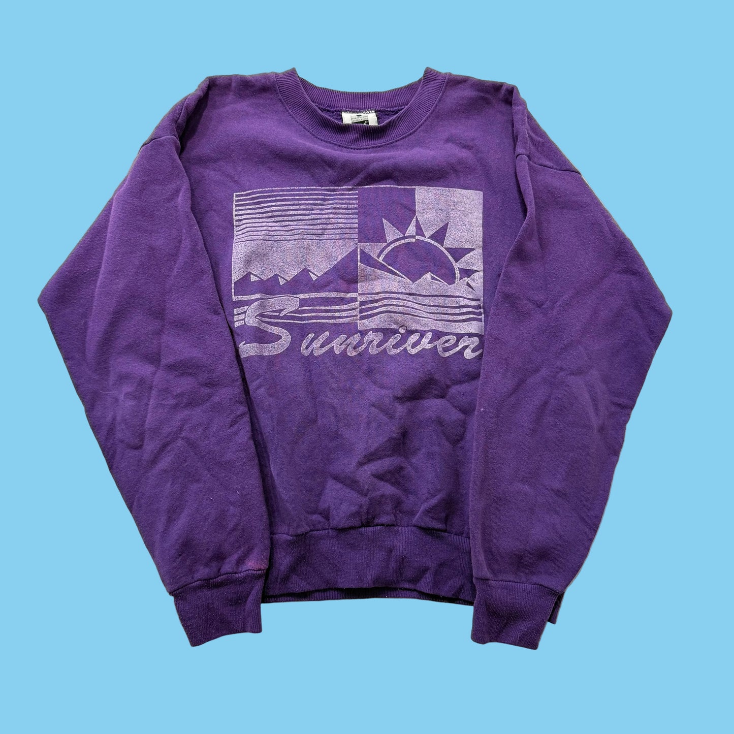 Vtg Lee Sunriver Men Purple Midweight Cotton Blend Sweatshirt Made in USA Size L
