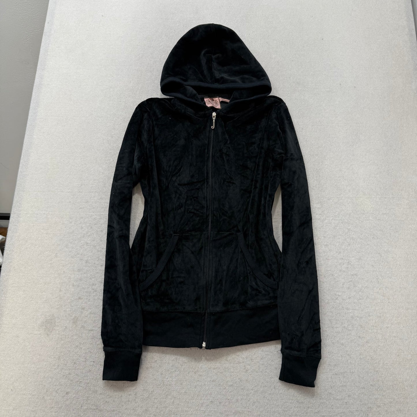Vintage Juicy Couture Scottie Dogs Black Velour Hoodie Made In The USA Size S