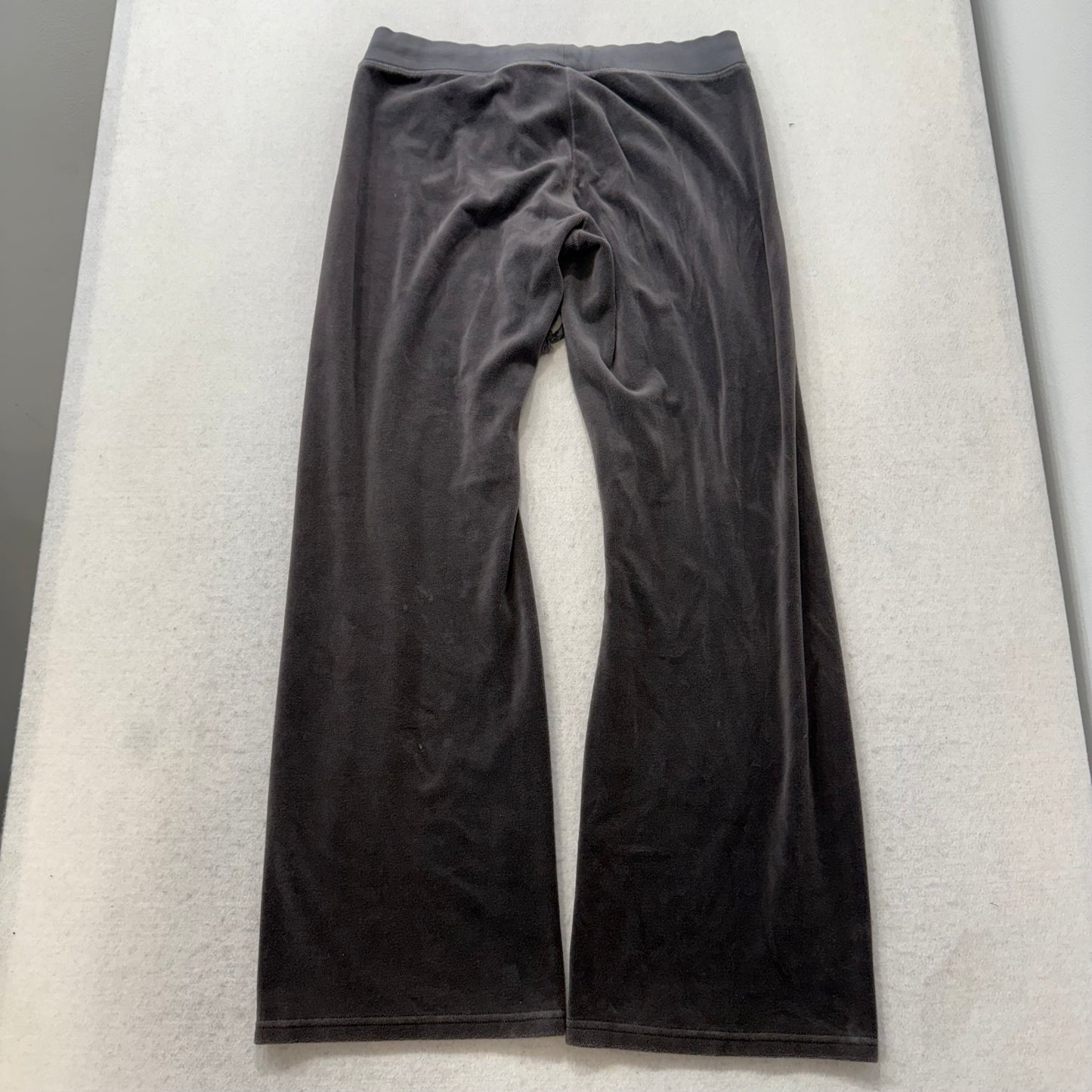 Juicy Couture Women's Charcoal Gray Velour Flare Track Pant Crown Graphic Size M