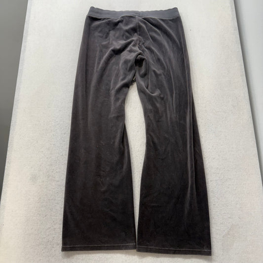 Juicy Couture Women's Charcoal Gray Velour Flare Track Pant Crown Graphic Size M