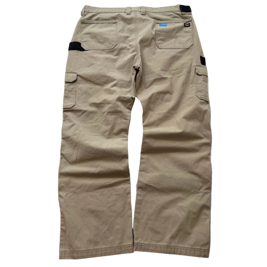 Genuine Dickies Men's Khaki Ripstop Cargo Pants Workwear Relaxed Fit Size 40