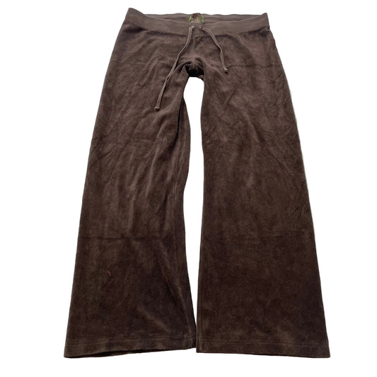 2003 Vintage Juicy Couture Women Dark Brown Velour Flared Leg Track Pants Size L