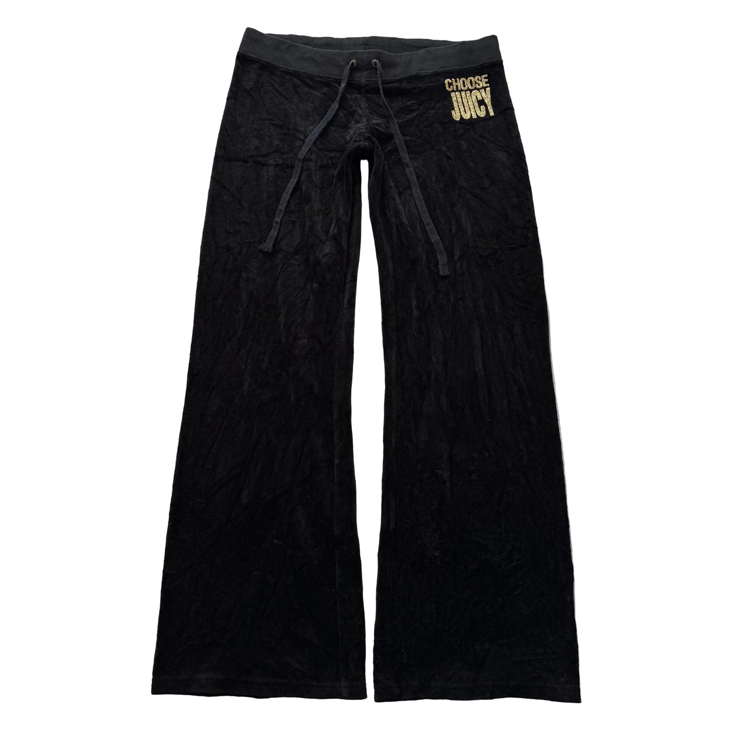 Juicy Couture Choose Juicy Women's Black Velour Flare Track Pants Casual Size L