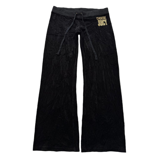 Juicy Couture Choose Juicy Women's Black Velour Flare Track Pants Casual Size L