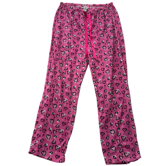 Mayfair Women Pink Heart Allover Print 100% Polyester Pajama Pants Casual Size L