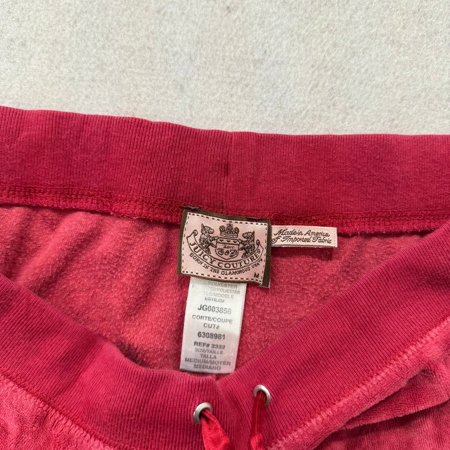 Juicy Couture Women's Raspberry Red Velour Flared Track Pant Loungewear Size M