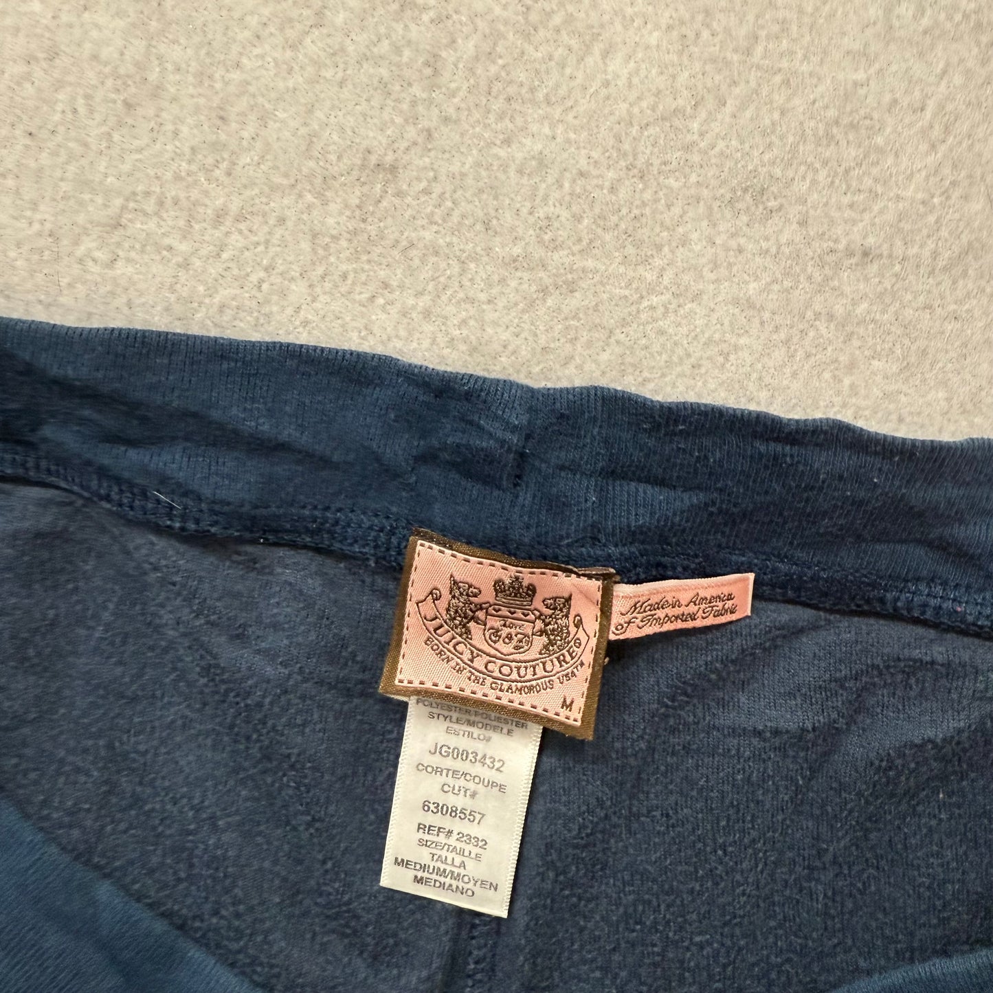 Juicy Couture Women's Navy Velour Flared Track Pant Drawstring Loungewear Size M
