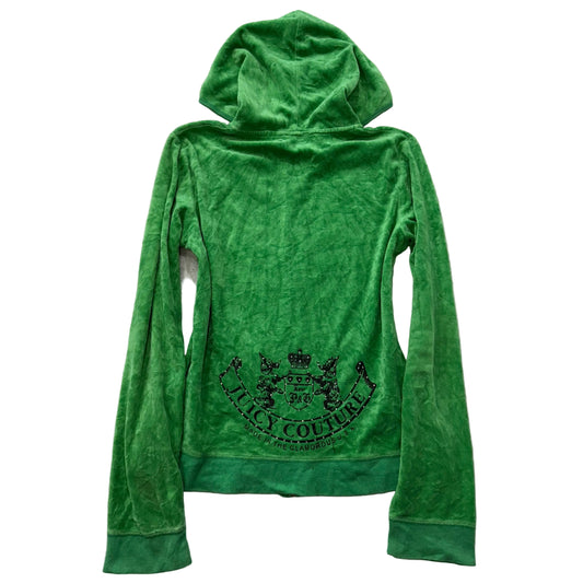 RARE Vintage Juicy Couture Scottie Dogs Womens Green Velour Zip-Up Hoodie Size L