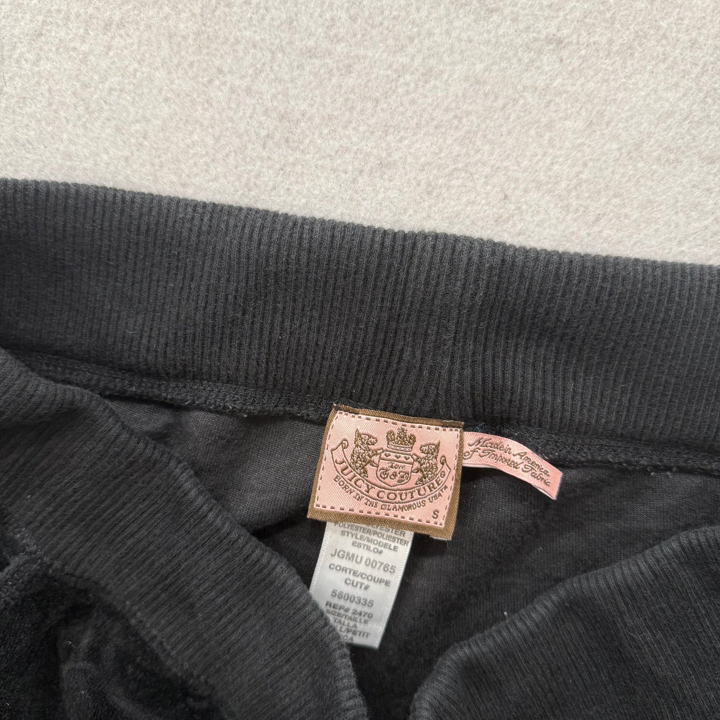 Vintage Juicy Couture Black Velour Tracksuit Set Zip Up Hoodie & Pant Y2K Size S
